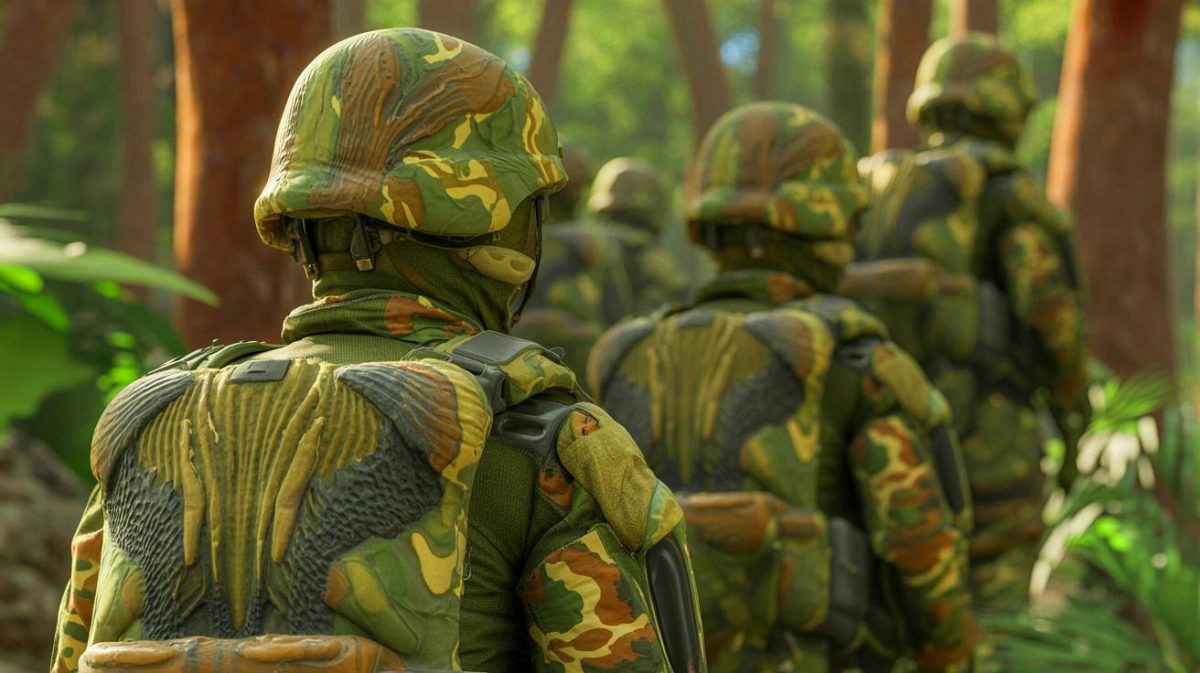 « Ces soldats sont devenus invisibles sous mes yeux » : l’incroyable révélation d’un général sur le camouflage calmar qui défie l’entendement humain Illustration de soldats utilisant un camouflage inspiré de la peau des calmars, générée par intelligence artificielle.