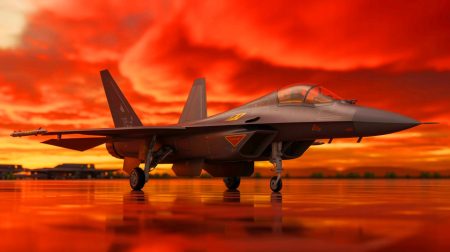 Illustration de l'avion de chasse de sixième génération J-36, générée par intelligence artificielle.
