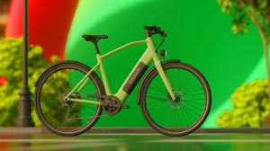 Illustration de la batterie ultra-compacte d'un vélo électrique innovant, créée par intelligence artificielle.