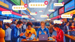 Illustration de la difficulté à distinguer les vrais avis des faux en ligne, générée par intelligence artificielle.
