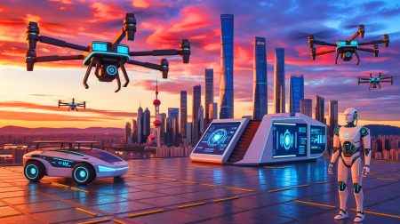 Illustration de l'essor de la Chine dans le domaine de la robotique et de l'intelligence artificielle, générée par intelligence artificielle.