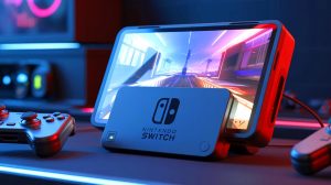 Illustration de la Nintendo Switch 2 confrontée à ses limites techniques, générée par intelligence artificielle.