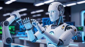 Illustration de l'innovation technologique dans la robotique avec Adam-U, un robot humanoïde avancé.