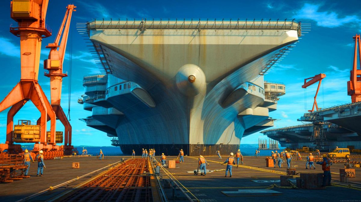 « On navigue à l’aveugle » : ce problème titanesque sur les porte-avions nucléaires américains que personne n’avait vu venir bouleverse la stratégie navale Illustration de porte-avions nucléaires en cours de démantèlement, générée par intelligence artificielle.