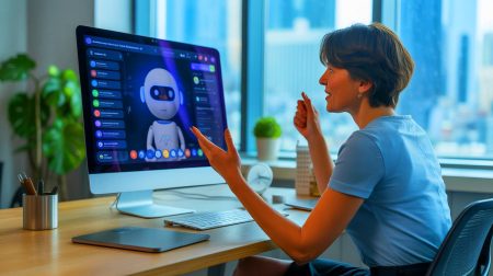 Illustration de l'interaction entre un utilisateur et ChatGPT, générée par intelligence artificielle.