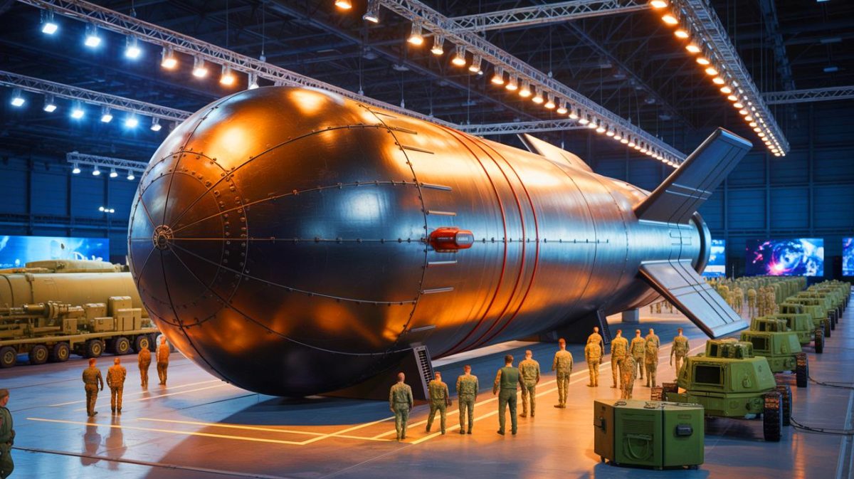 « Cette bombe avale une ville entière » : la Turquie révèle la plus grosse arme non nucléaire jamais conçue, prête à un usage immédiat Illustration de la bombe non nucléaire Gazap présentée par la Turquie au Salon international de l'industrie de la défense.