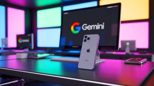 Illustration de l'intégration potentielle de l'intelligence artificielle Gemini de Google dans Siri par Apple.