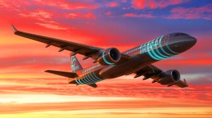 Illustration de l'engagement d'Airbus dans l'aviation durable avec le projet ZEROe axé sur l'hydrogène.