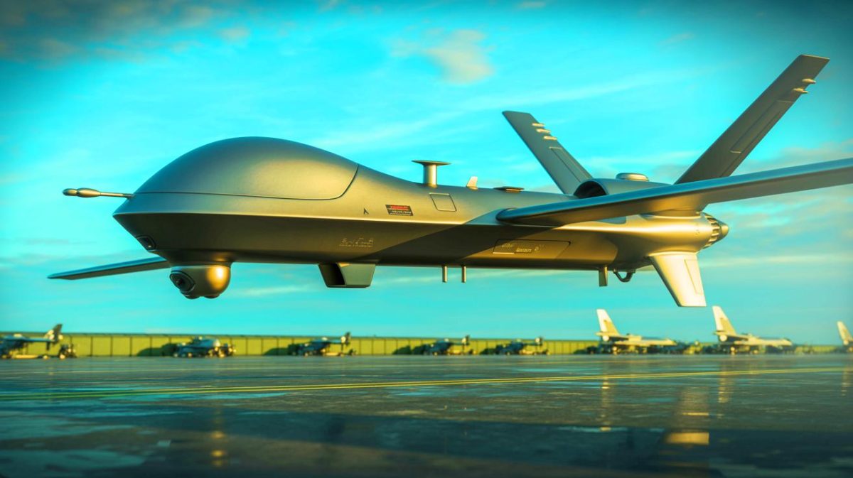 Ce drone kamikaze français attendu pour 2025 surgit comme une arme implacable et pulvérise d’avance les lignes ennemies traditionnelles Illustration de la présentation du drone One Way Effector par MBDA au salon du Bourget 2025.