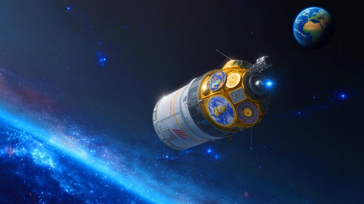 « Une Tesla Roadster et des cendres humaines dans l’espace » : comment l’humanité inscrit sa mémoire au-delà des étoiles Illustration de l'envoi d'artefacts culturels humains dans l'espace pour marquer notre présence dans l'univers.