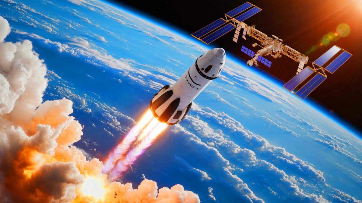 La capsule Dragon de SpaceX rapporte 6 700 tonnes de robots avancés et pulvérise les frontières actuelles de la technologie humaine Illustration de la capsule Dragon de SpaceX revenant sur Terre avec du matériel innovant de la Station Spatiale Internationale.