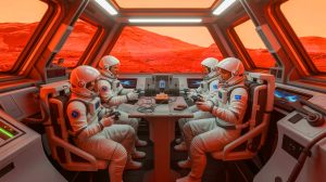 Illustration de volontaires vivant en isolement pour simuler la vie sur Mars.