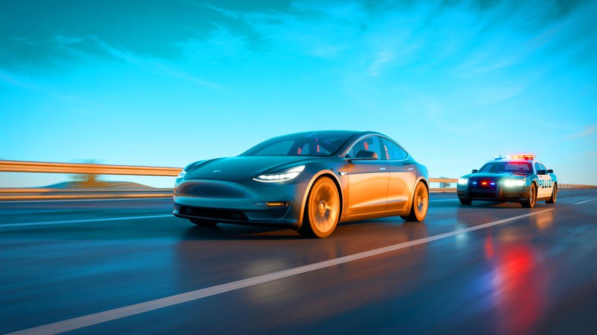 Illustration de la poursuite d'un conducteur endormi au volant de sa Tesla par la police sur 40 kilomètres.