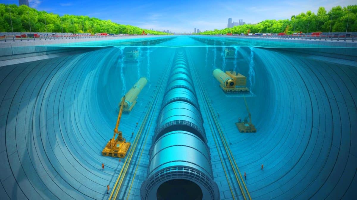 « Une prouesse jamais vue » : la Chine achève en 110 jours le plus grand tunnel sous-marin de 17 mètres de diamètre Illustration de la construction du plus grand tunnel sous-marin au monde à Jinan, en Chine.