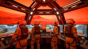 Illustration de volontaires vivant en isolement pour simuler la vie sur Mars.