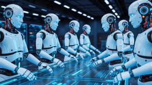 Illustration de la coordination avancée entre robots grâce au protocole FABRIC d'OpenMind.