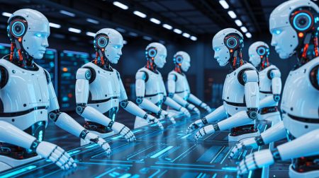 Illustration de la coordination avancée entre robots grâce au protocole FABRIC d'OpenMind.