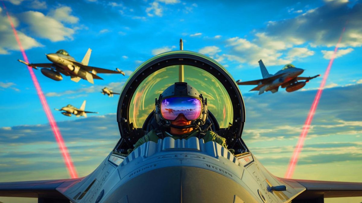 Illustration de l'intégration du système ATARS dans les F-16 pour un entraînement avancé des pilotes.