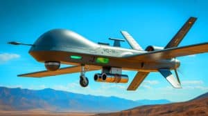 Illustration de l'innovant drone MQM-172 Arrowhead conçu pour des missions d'entraînement et d'attaque.