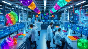 Illustration de la découverte de nouveaux matériaux de batterie grâce à l'intelligence artificielle.
