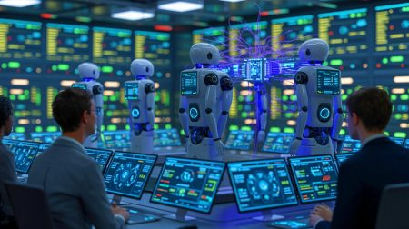 Illustration de la communication autonome des machines échappant au contrôle humain.
