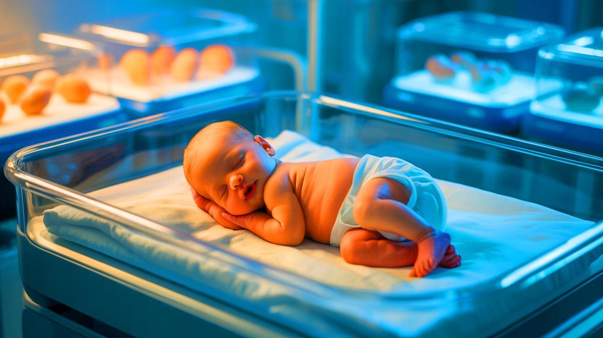 Illustration de la naissance de Thaddeus Daniel Pierce, issu d'un embryon congelé pendant plus de trente ans.
