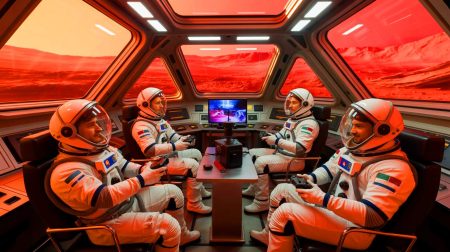 Illustration de volontaires en isolement simulant la vie martienne avec la NASA.