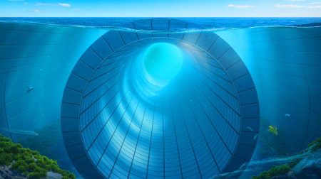 Illustration de la connexion transcontinentale entre le Maroc et l'Espagne grâce au tunnel sous le détroit de Gibraltar.