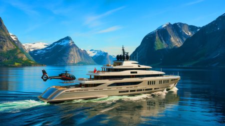 Illustration de l'expédition norvégienne de Mark Zuckerberg avec ses superyachts et son aventure de ski héliporté.