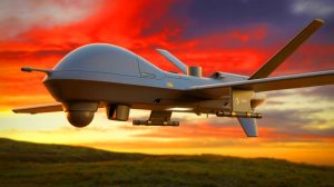 Illustration de drones kamikazes innovants présentés par l'armée française pour des frappes à longue distance.