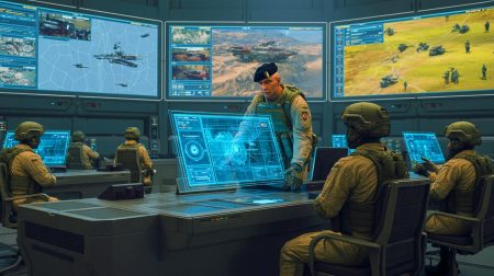 Illustration de l'armée britannique utilisant le système de ciblage ASGARD basé sur l'intelligence artificielle.
