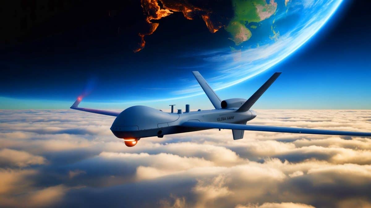 « 131 millions de dollars, le Global Hawk » : ce drone redéfinit la surveillance stratégique avec précision à haute altitude Illustration de l'innovation technologique dans le domaine des drones haut de gamme.