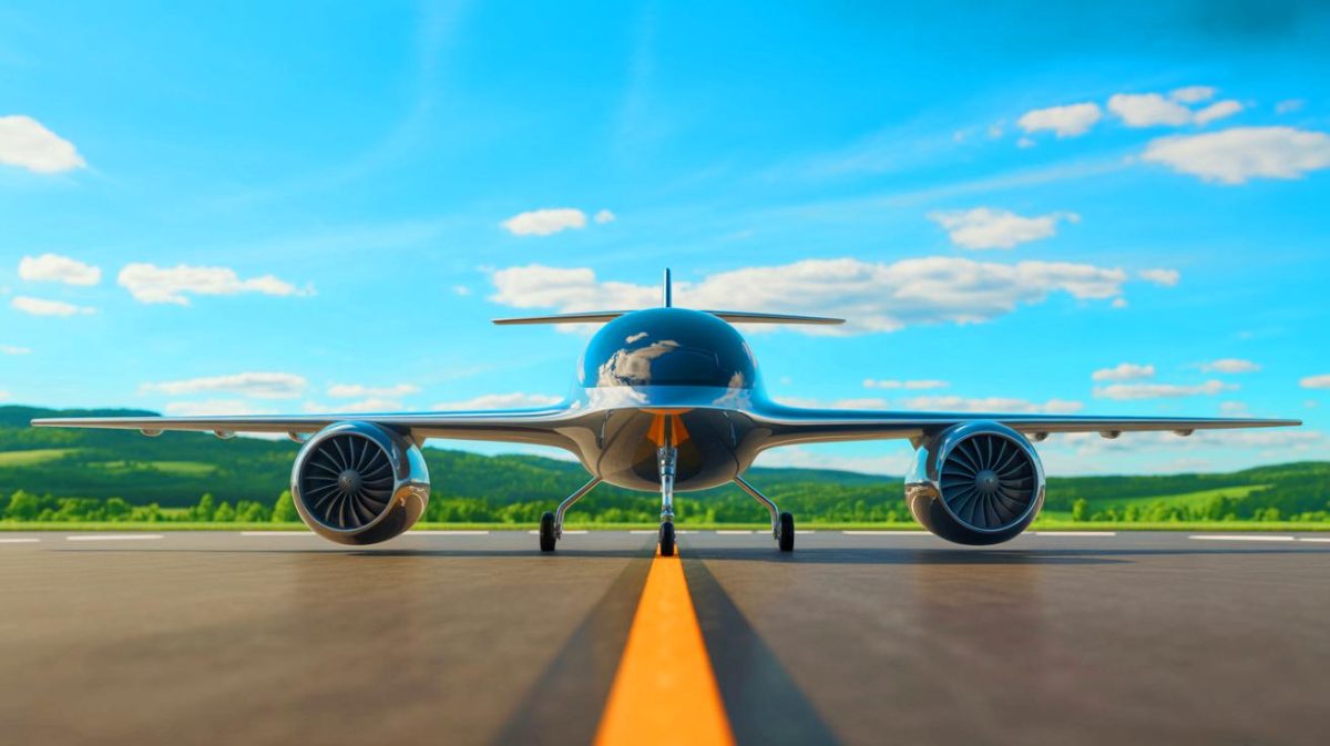 Airbus révolutionne l’aviation : cet avion à hydrogène promet d’éliminer 80 000 tonnes de CO2 par an Illustration de l'avion conceptuel à hydrogène ZEROe d'Airbus présenté lors du Airbus Summit 2025.