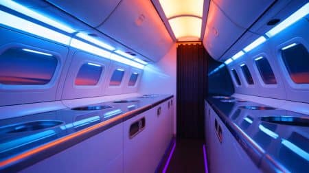 Illustration de la gestion innovante des déchets dans les avions modernes.