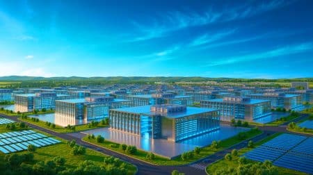 Illustration de Fairwater, le nouveau centre de données de Microsoft dédié à l'intelligence artificielle dans le Wisconsin.