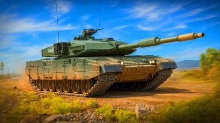 Illustration de la puissance et des innovations technologiques du char Leclerc, fleuron de l'armée française.