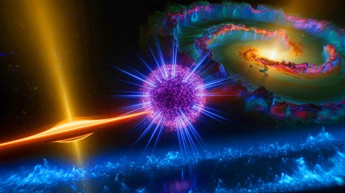 « Un trou noir proche de la Terre explose » : les scientifiques craignent déjà des conséquences cosmiques inédites Illustration de la détection historique du neutrino KM3-230213A et ses implications sur les trous noirs primordiaux.