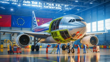 Illustration de la restauration symbolique de l'Airbus A310 B-2301 pour célébrer 40 ans de coopération sino-européenne.