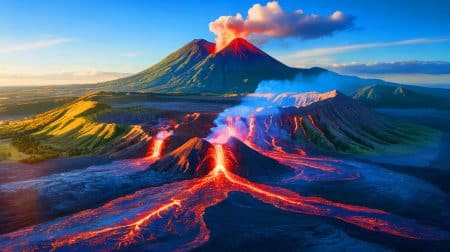 Illustration de l'activité spectaculaire des volcans à travers le monde.