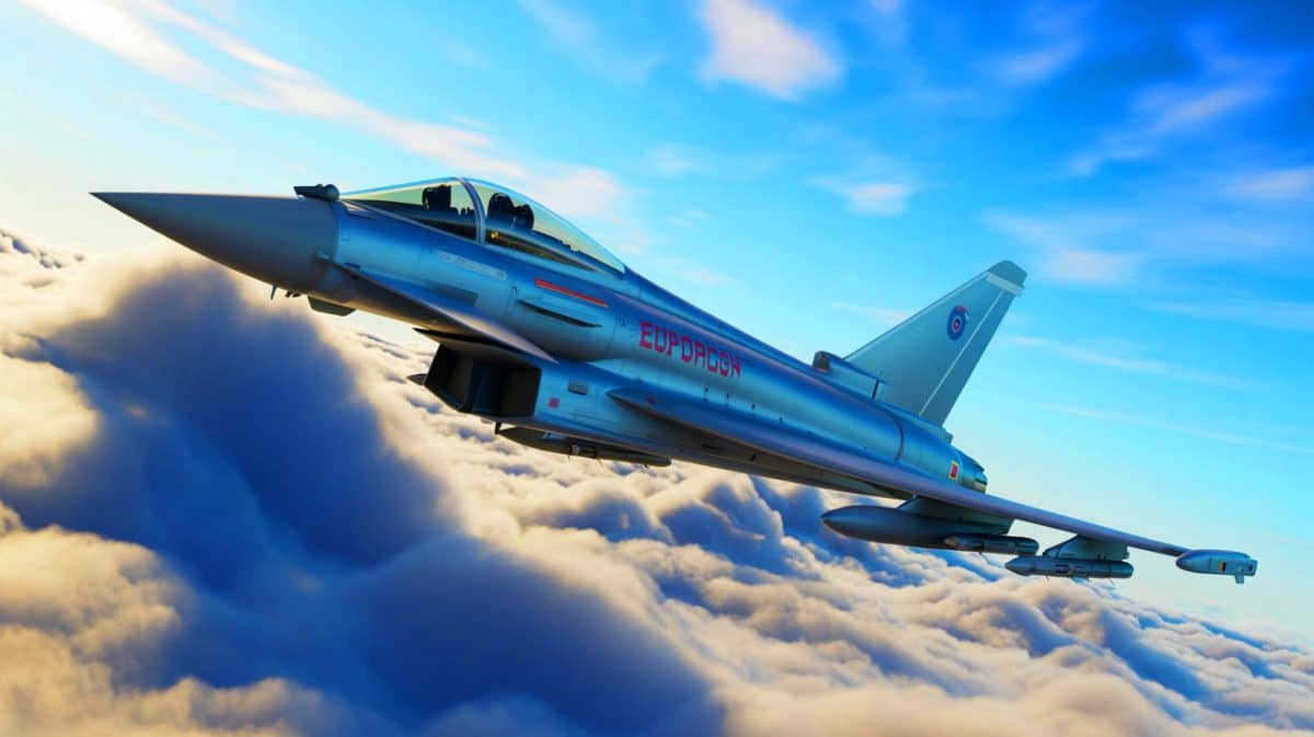 « L’Eurofighter Typhoon impressionne et inquiète » : l’avion de chasse européen qui redéfinit la puissance militaire du continent Illustration de l'Eurofighter Typhoon symbolisant la coopération européenne en matière de défense aérienne.