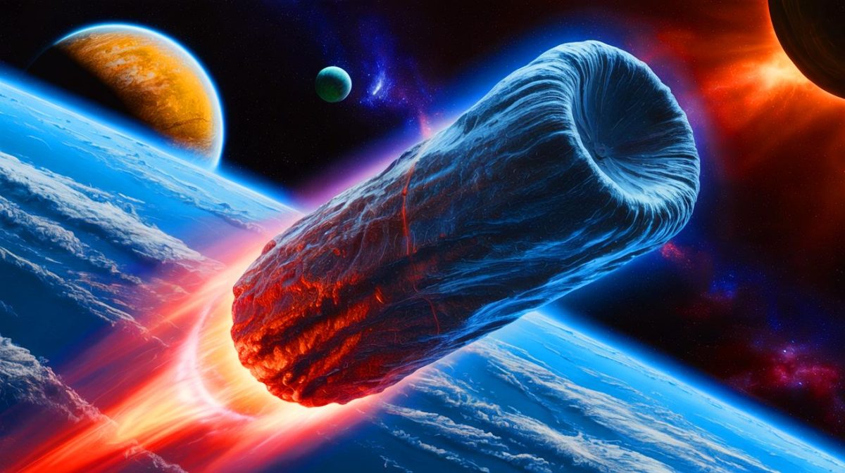 « Que cache l’objet spatial A11pl3Z » : ce corps céleste fonce à 200 000 km/h et défie toutes les prévisions Illustration de l'objet interstellaire A11pl3Z traversant notre Système solaire à grande vitesse.
