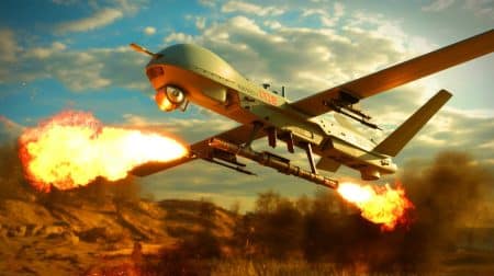 Illustration de l'utilisation d'un drone cracheur de flammes par l'armée ukrainienne dans le conflit russo-ukrainien.