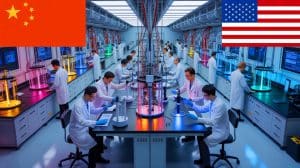 Illustration de la rivalité technologique entre la Chine et les États-Unis dans le domaine de la métrologie.