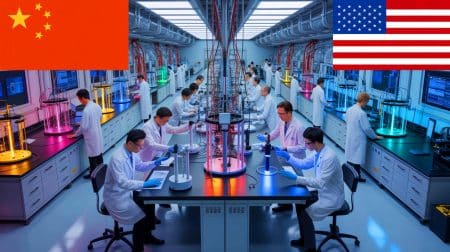 Illustration de la rivalité technologique entre la Chine et les États-Unis dans le domaine de la métrologie.