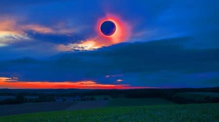 Illustration de l'éclipse solaire totale fascinant l'humanité par sa rareté et son spectacle céleste unique.