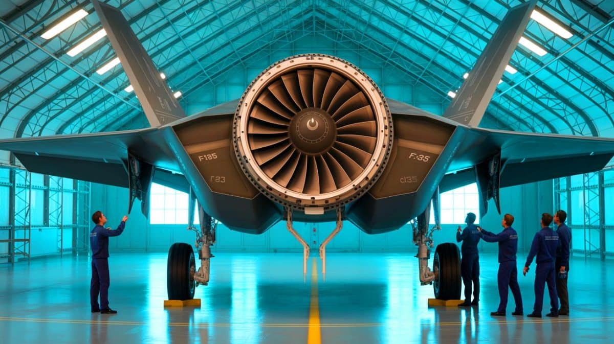 « Les États-Unis développent un moteur de chasse surpuissant » : 18 tonnes de poussée, un record jamais atteint Illustration de la puissance et des capacités avancées du moteur F135 pour le F-35 Lightning II.