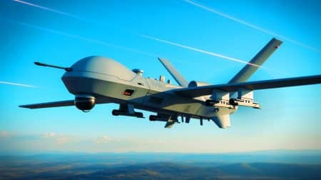 Illustration de la présentation du drone LOAD par Airbus Defence & Space pour contrer les munitions téléopérées.