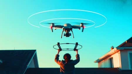 Illustration de la technologie de brouillage des drones pour la protection et la sécurité aérienne.