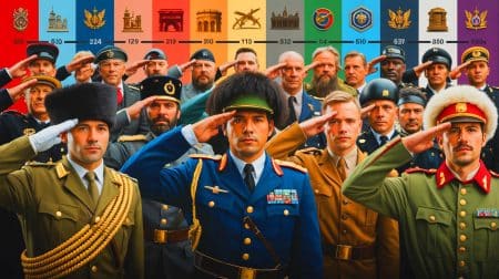 Illustration de l'évolution du salut militaire à travers les époques et les cultures.