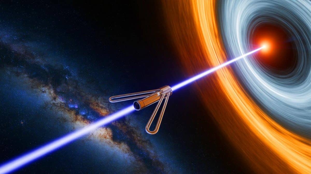 « Une chance unique de percer le mystère des trous noirs » : un projet veut lancer une sonde microscopique dans l’inconnu Illustration de la mission audacieuse d'envoyer une sonde vers un trou noir pour tester les limites de la physique.